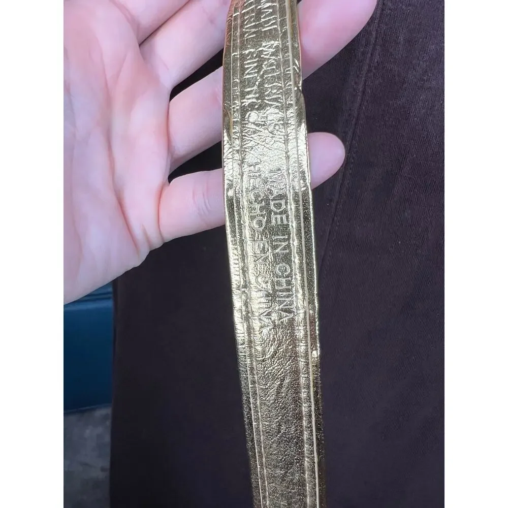 belt bow buckle black gold vegan leather